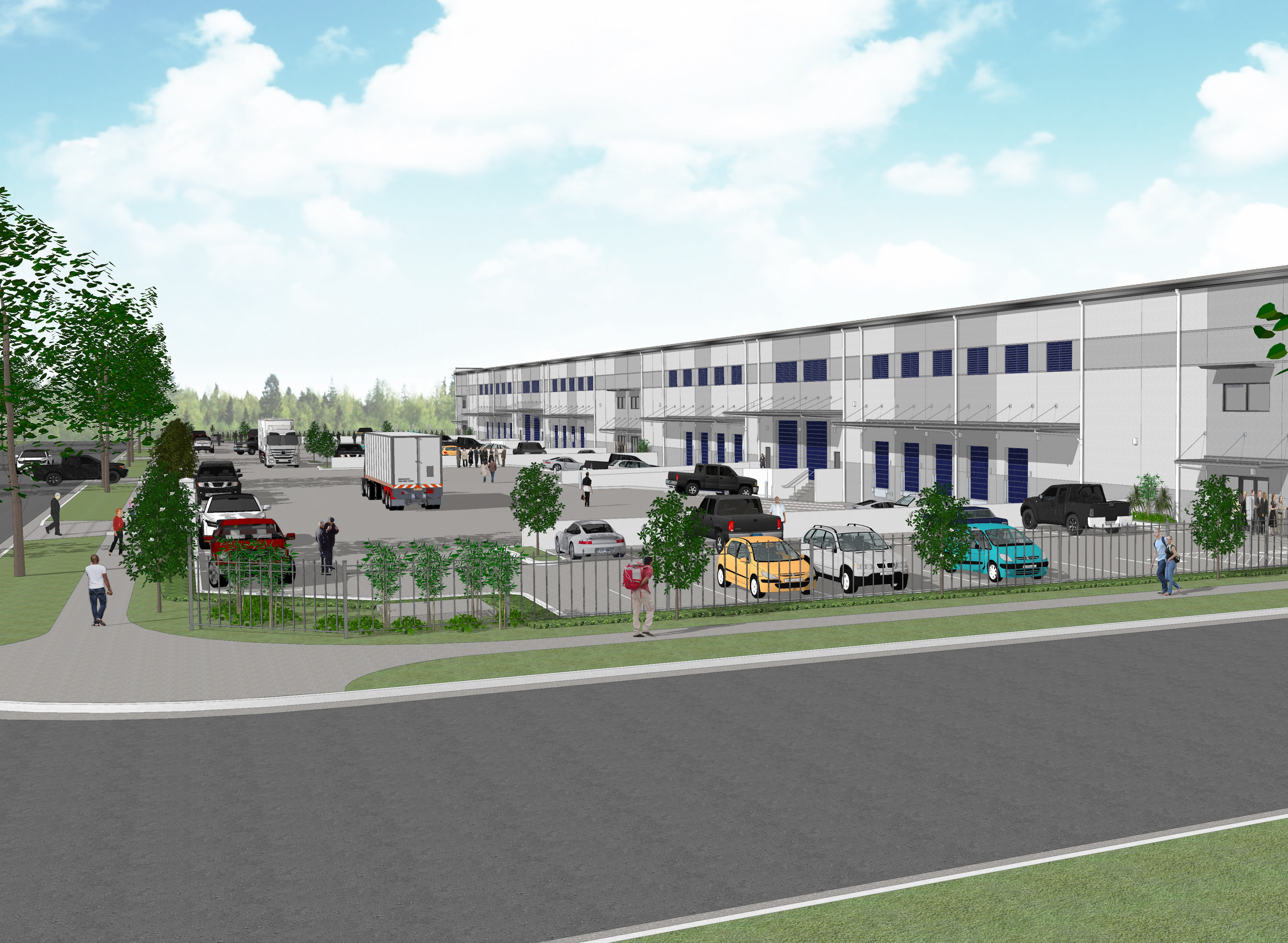 Mockup rendering of the warewhouse facility.